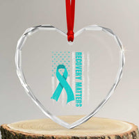 Recovery Matter Sobriety Anniversary Sober AA NA Heart Crystal Glass Ornament Vintage American Flag