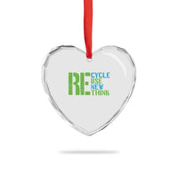 Recycle Reuse Renew Rethink Heart Crystal Glass Ornament Earth Day