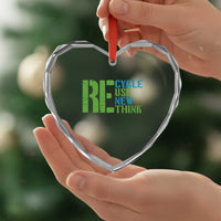 Recycle Reuse Renew Rethink Heart Crystal Glass Ornament Earth Day