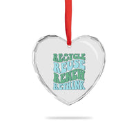 Recycle Reuse Renew Rethink Heart Crystal Glass Ornament Eco Friendly Earth Day
