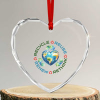 Recycle Reuse Renew Rethink Heart Crystal Glass Ornament Zero Waste Life