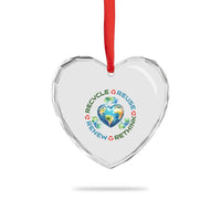 Recycle Reuse Renew Rethink Heart Crystal Glass Ornament Zero Waste Life