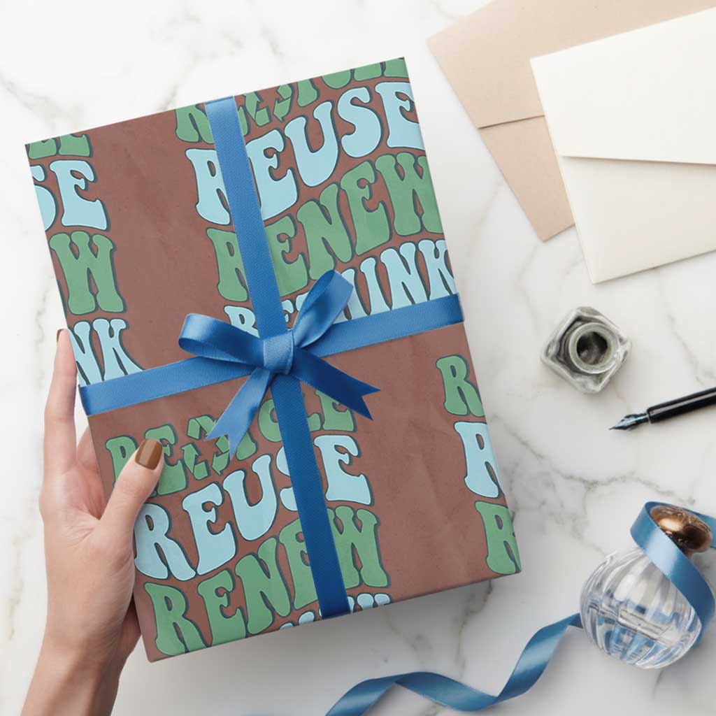 Recycle Reuse Renew Rethink Wrapping Paper Roll Eco Friendly Earth Day