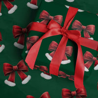 Red Coquette Bow Santa Retro Xmas Vibe Wrapping Paper Roll