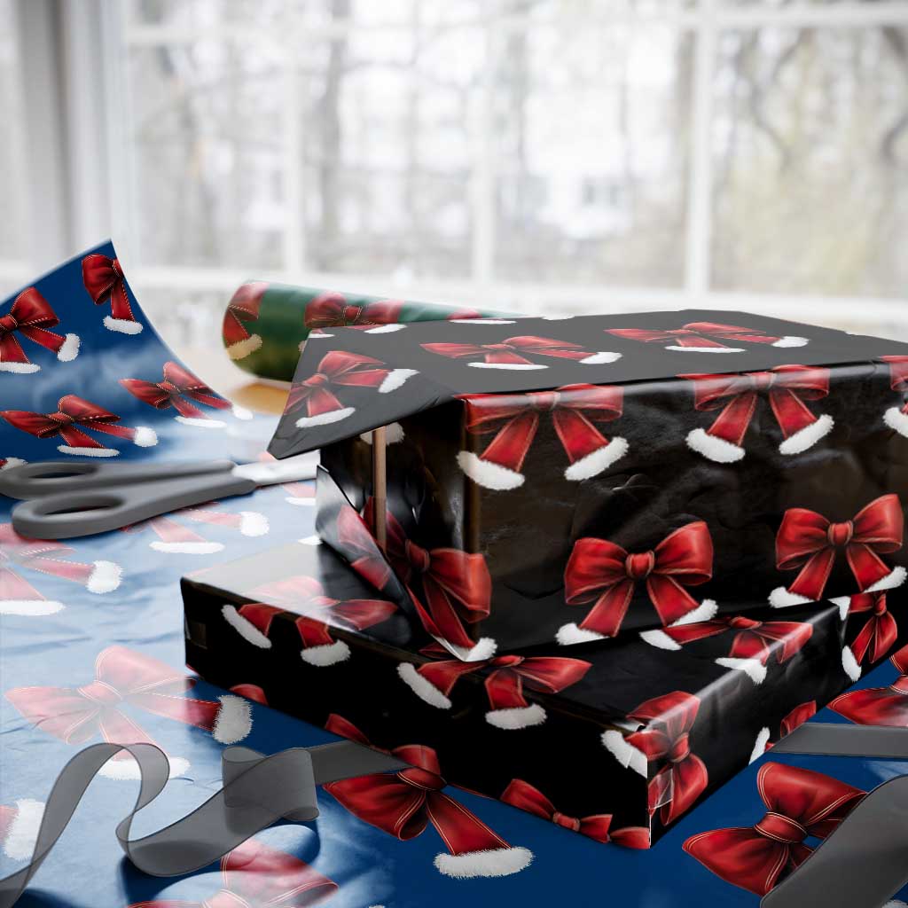 Red Coquette Bow Santa Retro Xmas Vibe Wrapping Paper Roll