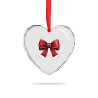 Red Coquette Bow Santa Retro Xmas Vibe Heart Crystal Glass Ornament - Wonder Print Shop