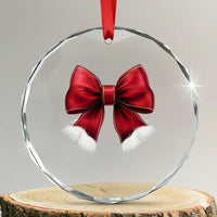 Red Coquette Bow Santa Xmas Vibe Crystal Glass Ornament TS02