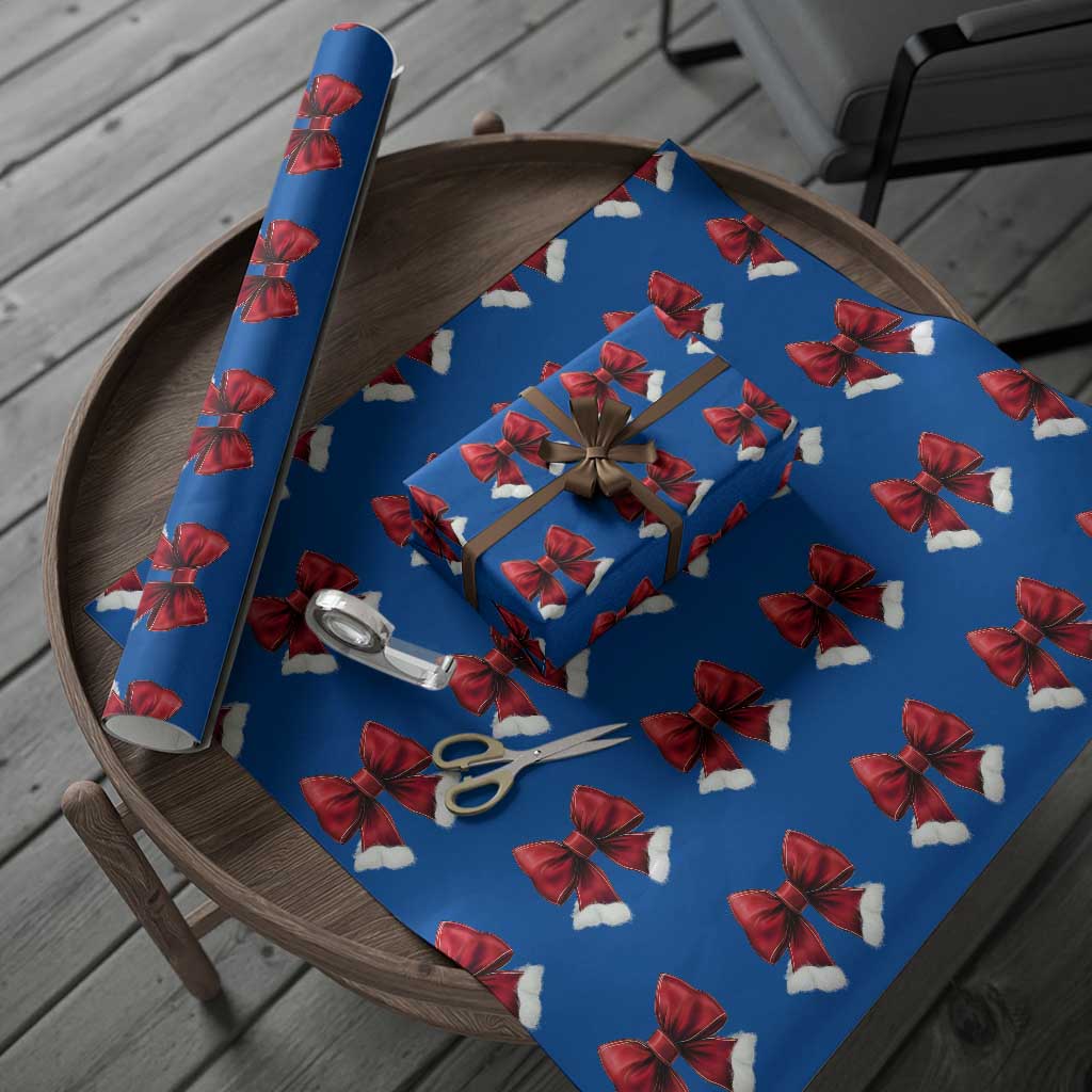 Red Coquette Bow Santa Xmas Vibe Wrapping Paper Roll