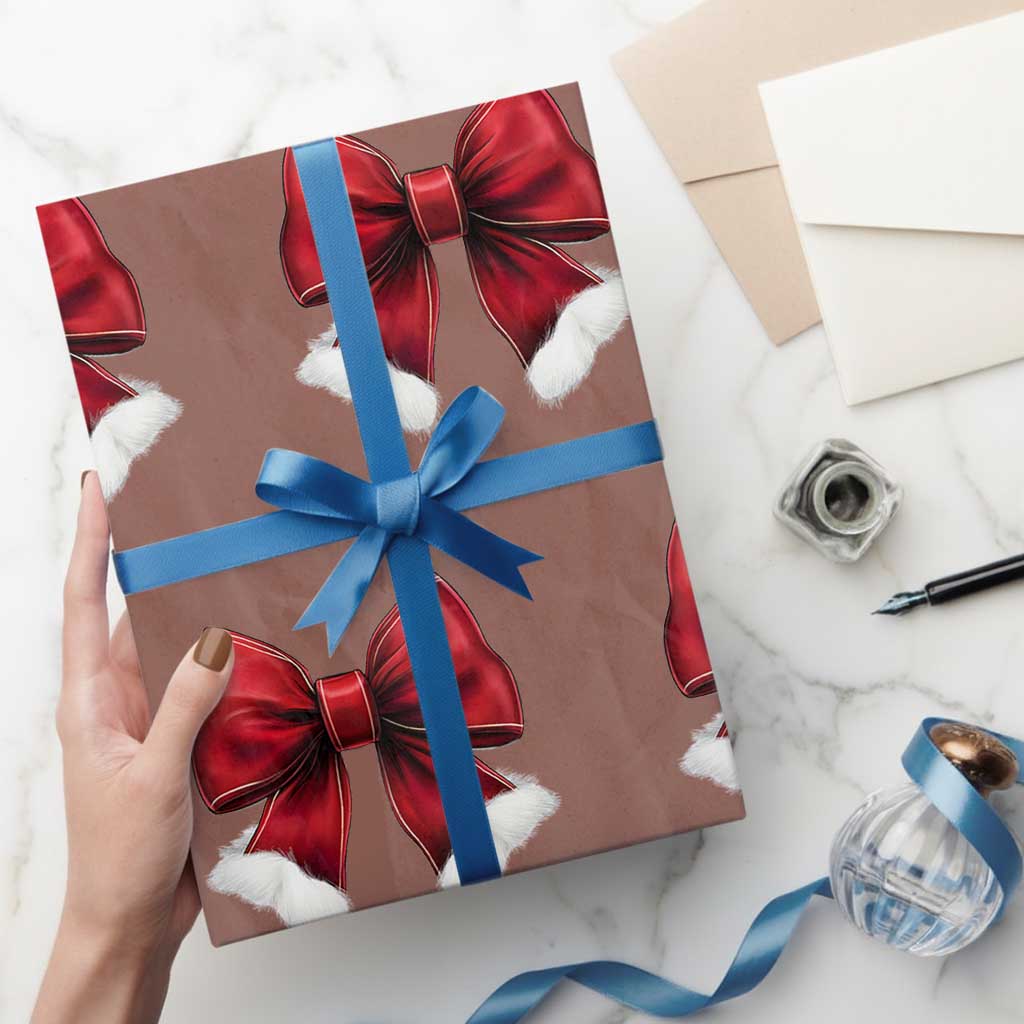 Red Coquette Bow Santa Xmas Vibe Wrapping Paper Roll
