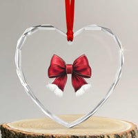 Red Coquette Bow Santa Xmas Vibe Heart Crystal Glass Ornament - Wonder Print Shop