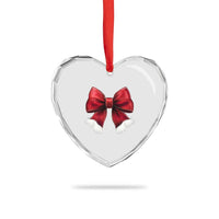 Red Coquette Bow Santa Xmas Vibe Heart Crystal Glass Ornament - Wonder Print Shop
