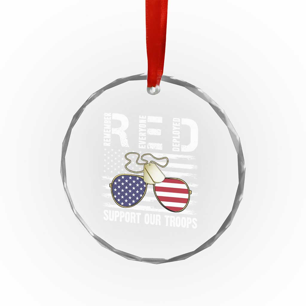 Red Friday Crystal Glass Ornament R.E.D Remember Everyone Deployed American Flag Glasses Dog Tag TS02