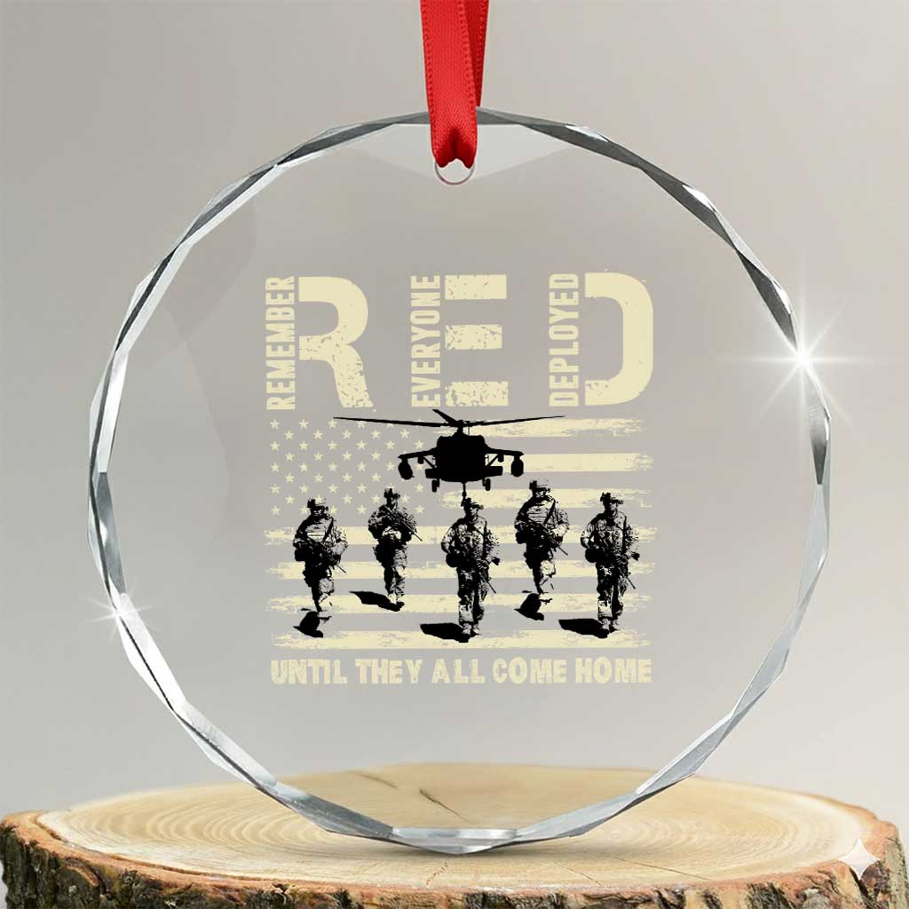 Red Friday Crystal Glass Ornament R.E.D Until They All Come Home Support American Troops US Flag TS02