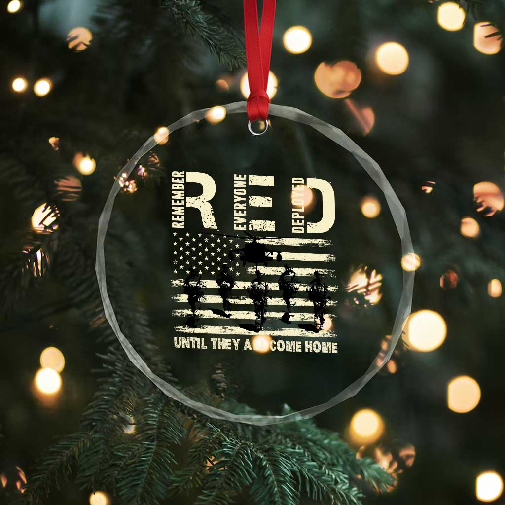 Red Friday Crystal Glass Ornament R.E.D Until They All Come Home Support American Troops US Flag TS02