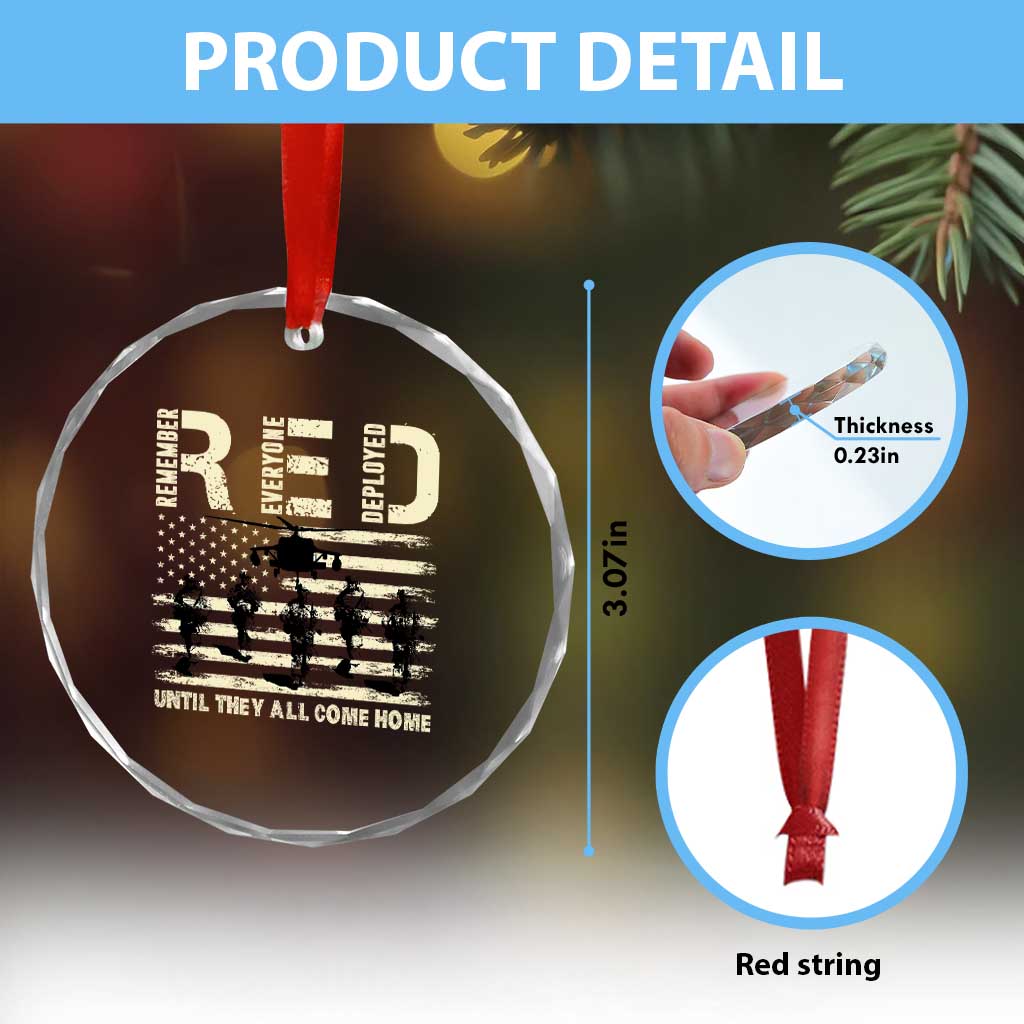 Red Friday Crystal Glass Ornament R.E.D Until They All Come Home Support American Troops US Flag TS02