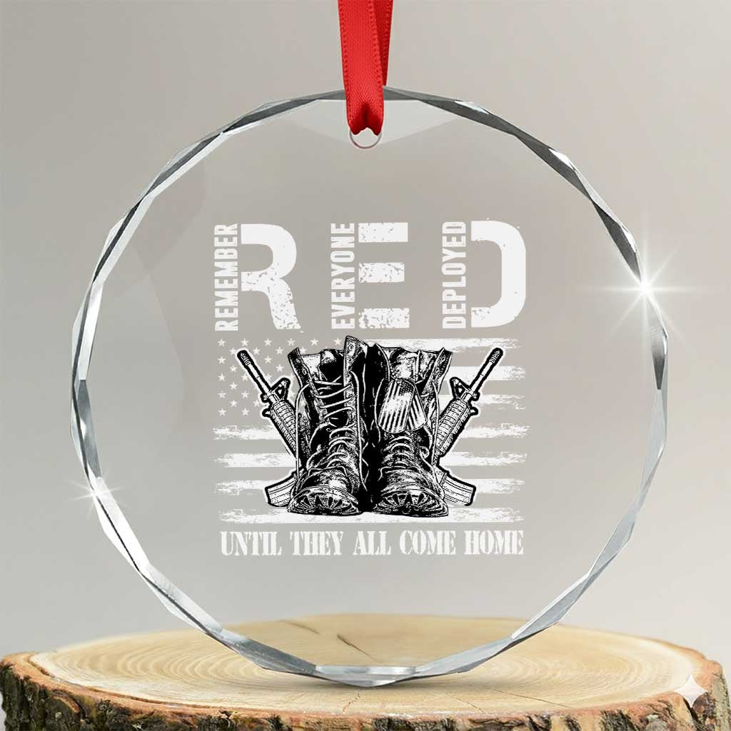 Red Friday Crystal Glass Ornament R.E.D Until They All Come Home Support Troops Military Combat Boots TS02