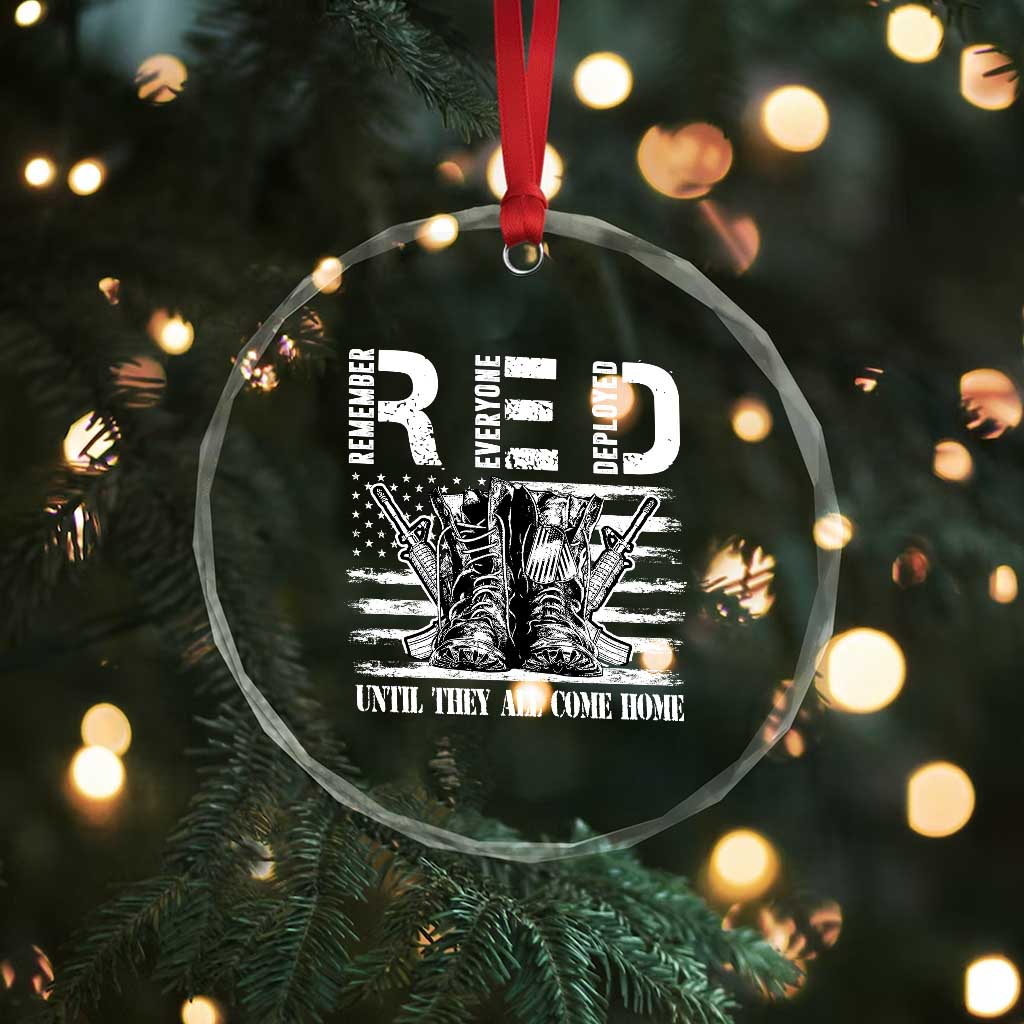 Red Friday Crystal Glass Ornament R.E.D Until They All Come Home Support Troops Military Combat Boots TS02
