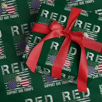 Red Friday Wrapping Paper Roll R.E.D Remember Everyone Deployed American Flag Glasses Dog Tag