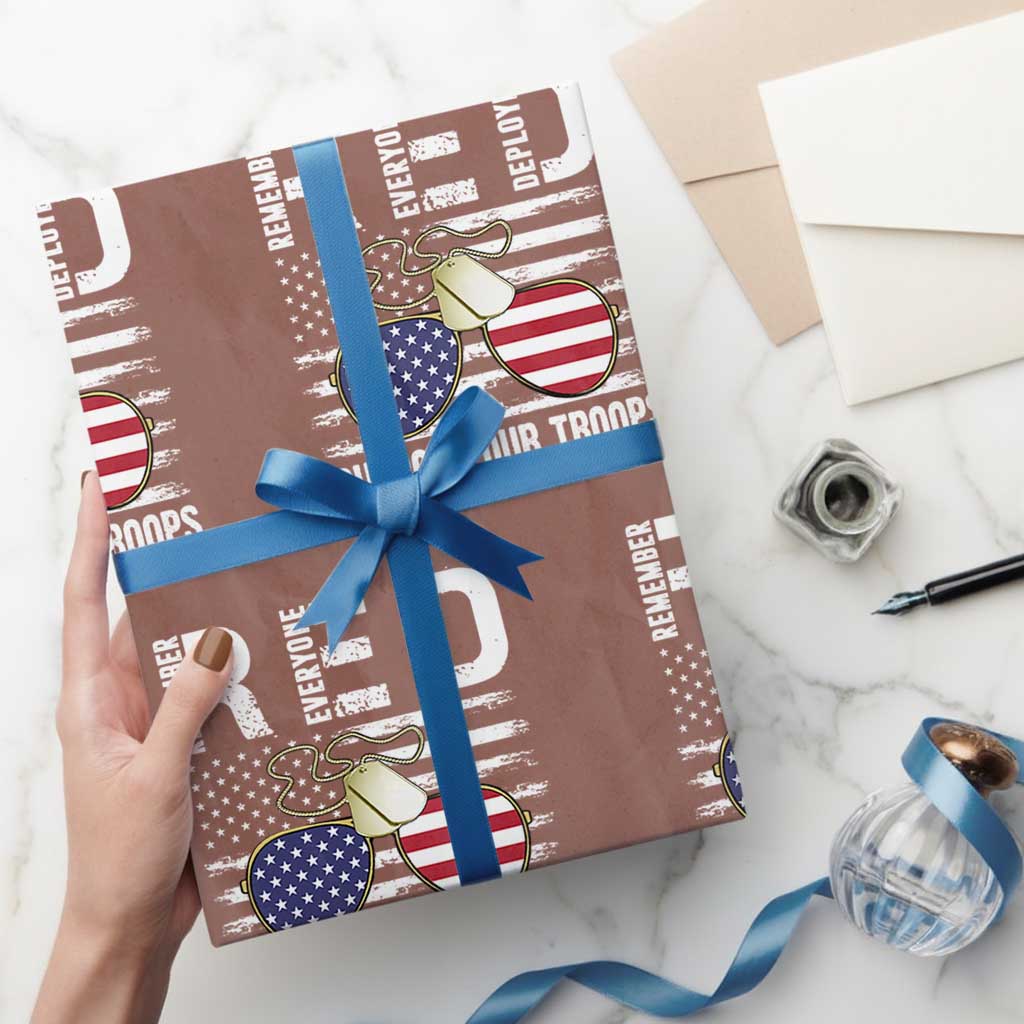 Red Friday Wrapping Paper Roll R.E.D Remember Everyone Deployed American Flag Glasses Dog Tag