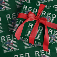 Red Friday Wrapping Paper Roll R.E.D Remember Everyone Deployed American Flag Messy Bun