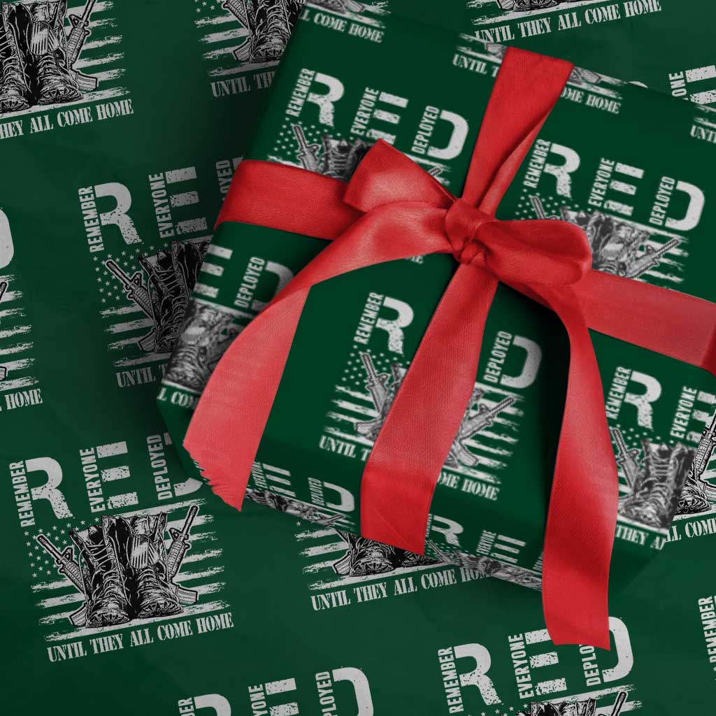 Red Friday Wrapping Paper Roll R.E.D Until They All Come Home Support Troops Military Combat Boots