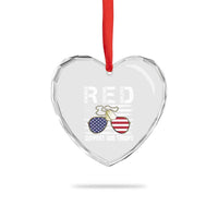 Red Friday Heart Crystal Glass Ornament R.E.D Remember Everyone Deployed American Flag Glasses Dog Tag - Wonder Print Shop