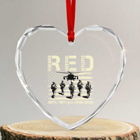 Red Friday Heart Crystal Glass Ornament R.E.D Until They All Come Home Support American Troops US Flag - Wonder Print Shop