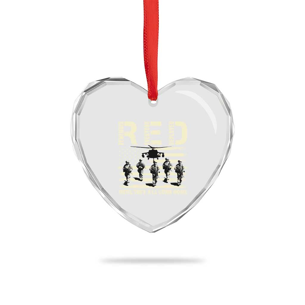 Red Friday Heart Crystal Glass Ornament R.E.D Until They All Come Home Support American Troops US Flag - Wonder Print Shop