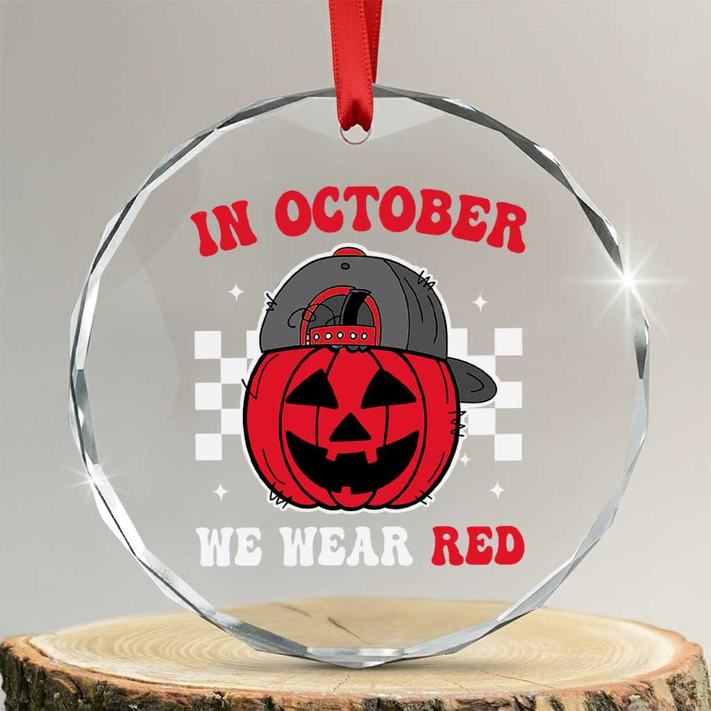 Red October Halloween Crystal Glass Ornament Vintage Philadelphia Baseball Fan Jackolantern Pumpkin - Wonder Print Shop