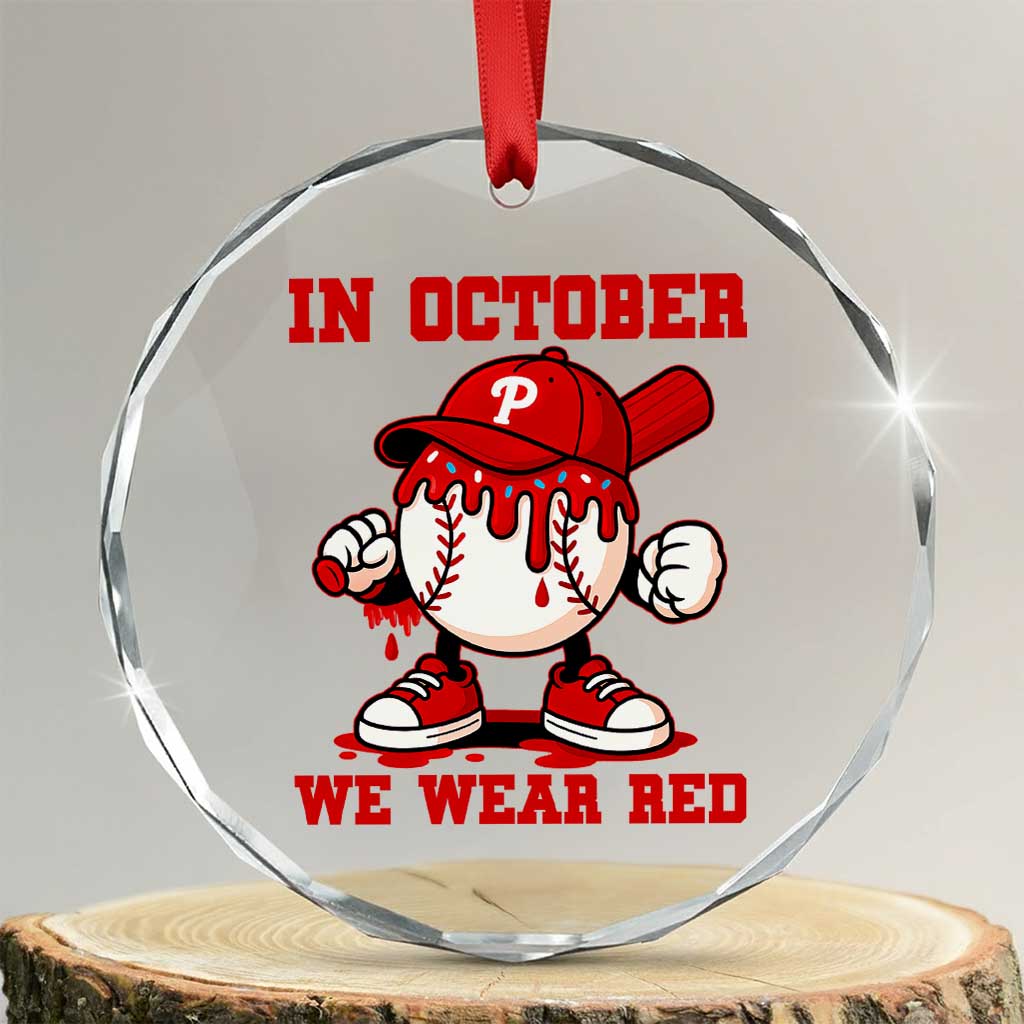 Red October Phillies Crystal Glass Ornament Philadelphia Baseball Drip Boy - Wonder Print Shop