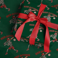 Red October Skeleton Baseball Wrapping Paper Roll Philadelphia Halloween Costume Funny - Wonder Print Shop