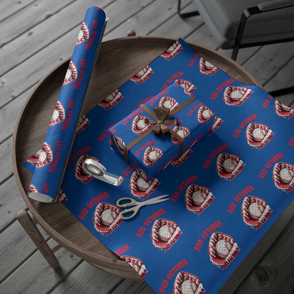 Red October Wrapping Paper Roll Baseball Drip Ice Cream Sprinkles Baseball Glove - Wonder Print Shop