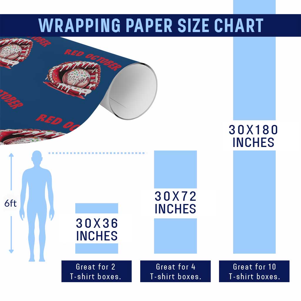 Red October Wrapping Paper Roll Baseball Drip Ice Cream Sprinkles Baseball Glove - Wonder Print Shop