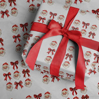 Red Plaid Coquette Bow Santa Claus Wrapping Paper Roll Merry Xmas Festive