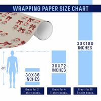 Red Plaid Coquette Bow Santa Claus Wrapping Paper Roll Merry Xmas Festive