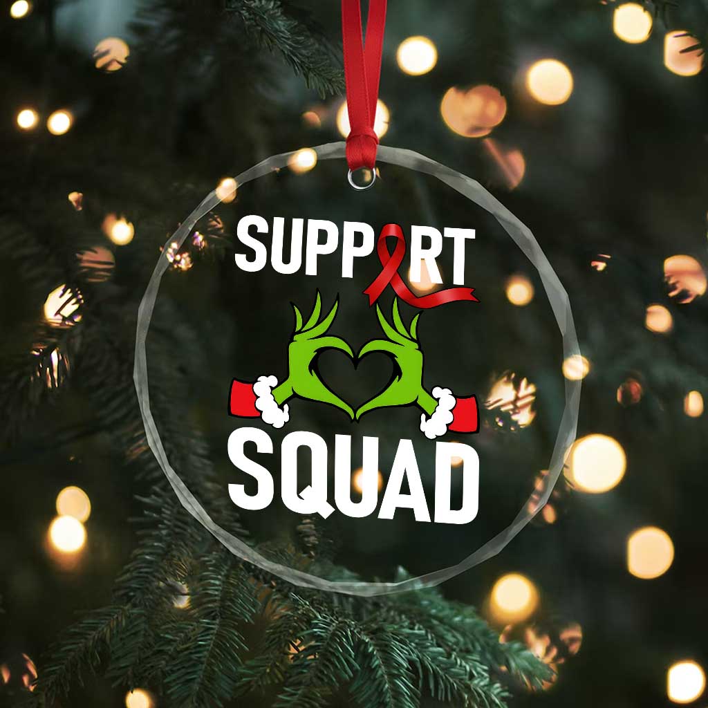 Red Ribbon AIDS Awareness Crystal Glass Ornament Elf Hand Christmas HIV Support - Wonder Print Shop