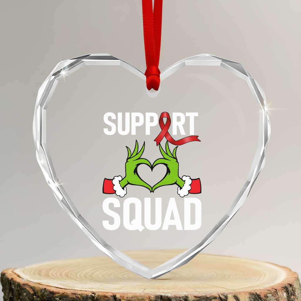Red Ribbon AIDS Awareness Heart Crystal Glass Ornament Elf Hand Christmas HIV Support - Wonder Print Shop