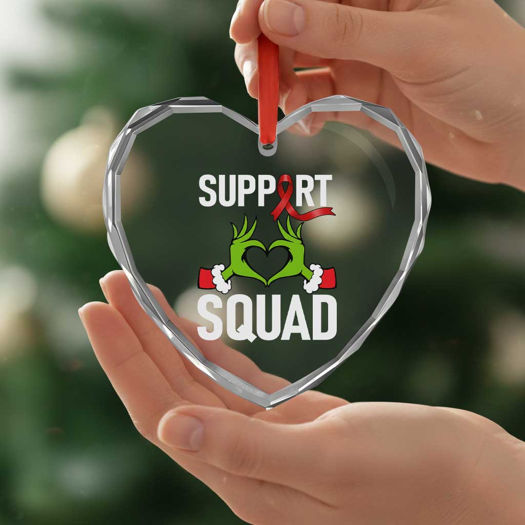 Red Ribbon AIDS Awareness Heart Crystal Glass Ornament Elf Hand Christmas HIV Support - Wonder Print Shop