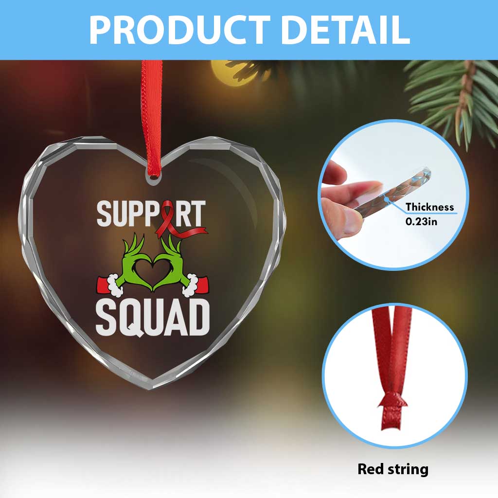 Red Ribbon AIDS Awareness Heart Crystal Glass Ornament Elf Hand Christmas HIV Support - Wonder Print Shop