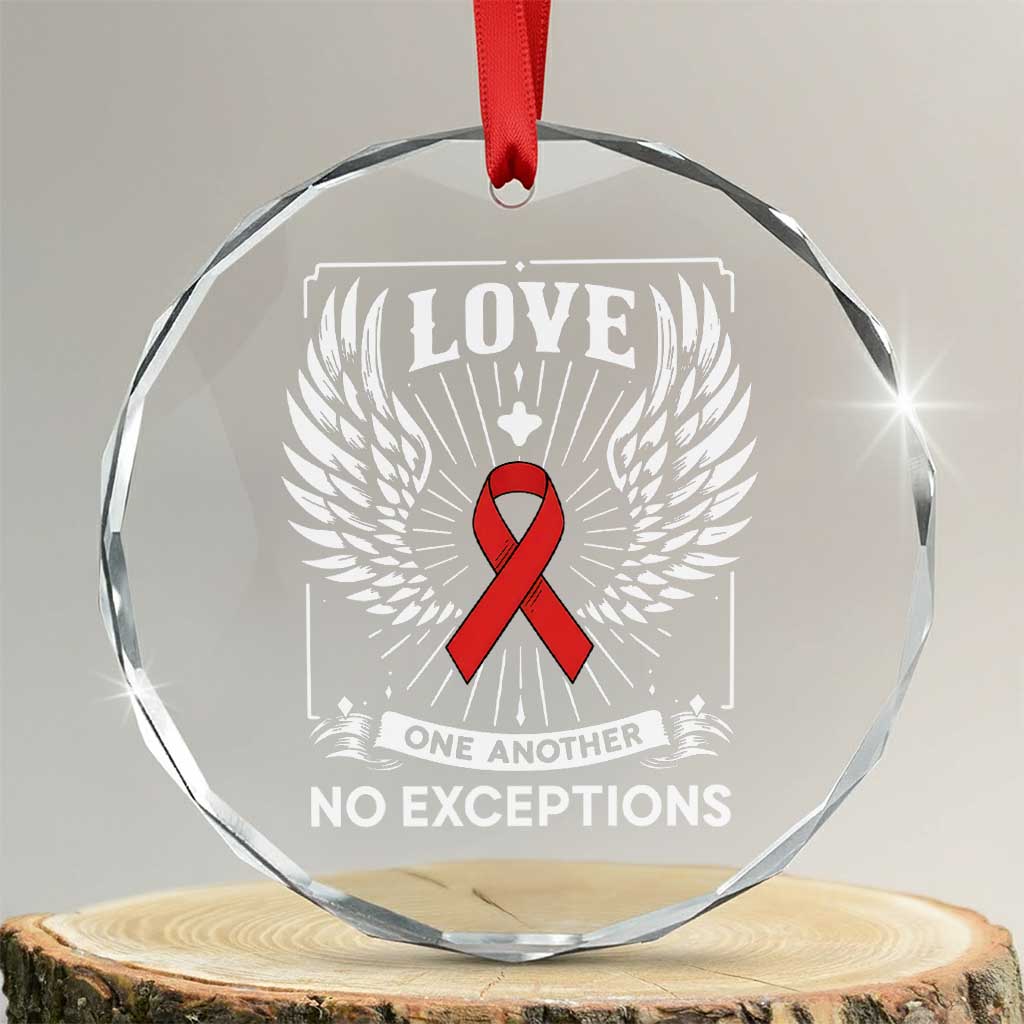 Red Ribbon Christian Crystal Glass Ornament Cross Minimal Faith HIV Awareness Religious - Wonder Print Shop
