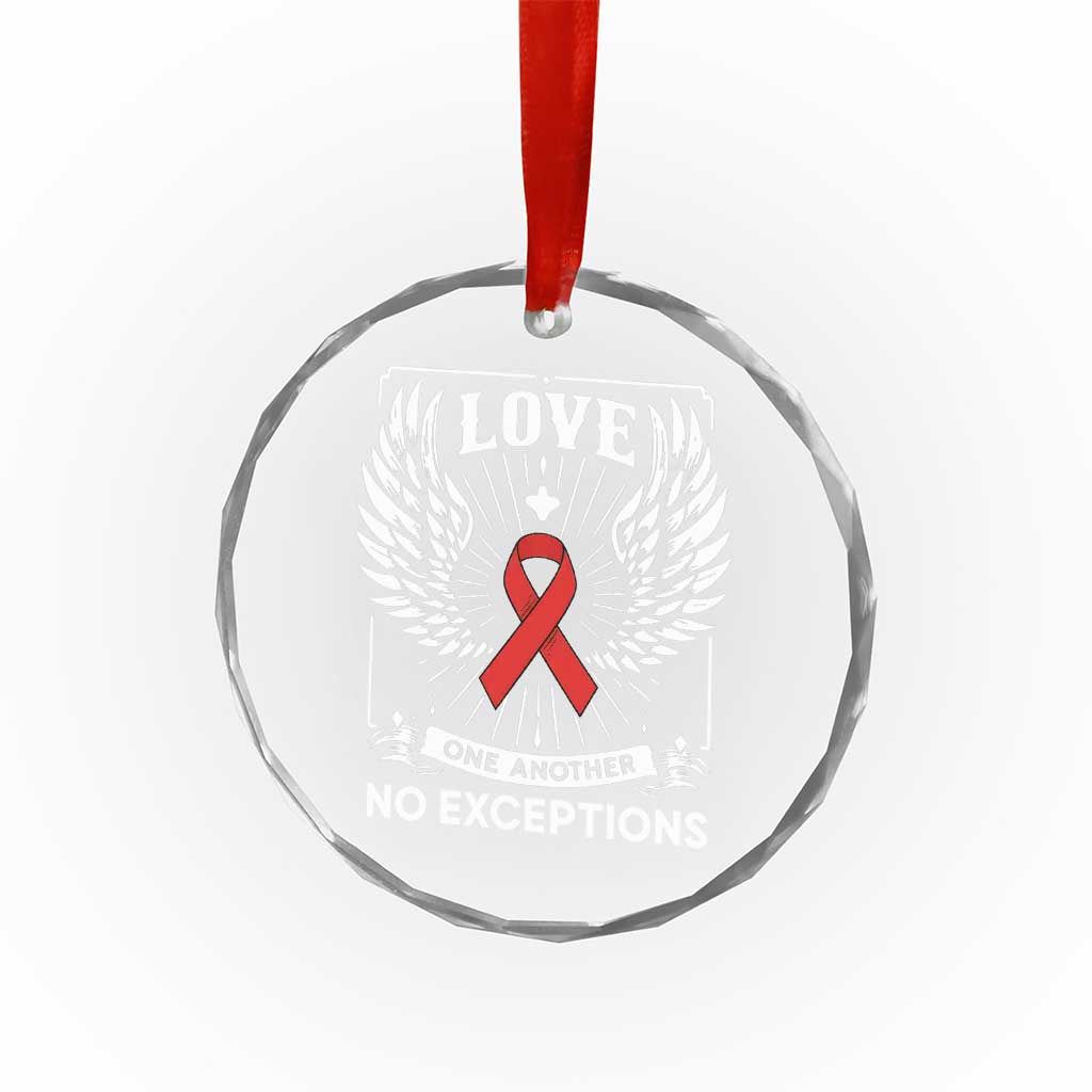 Red Ribbon Christian Crystal Glass Ornament Cross Minimal Faith HIV Awareness Religious - Wonder Print Shop