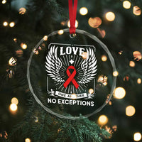 Red Ribbon Christian Crystal Glass Ornament Cross Minimal Faith HIV Awareness Religious - Wonder Print Shop