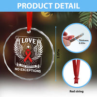 Red Ribbon Christian Crystal Glass Ornament Cross Minimal Faith HIV Awareness Religious - Wonder Print Shop