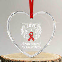 Red Ribbon Christian Heart Crystal Glass Ornament Cross Minimal Faith HIV Awareness Religious - Wonder Print Shop