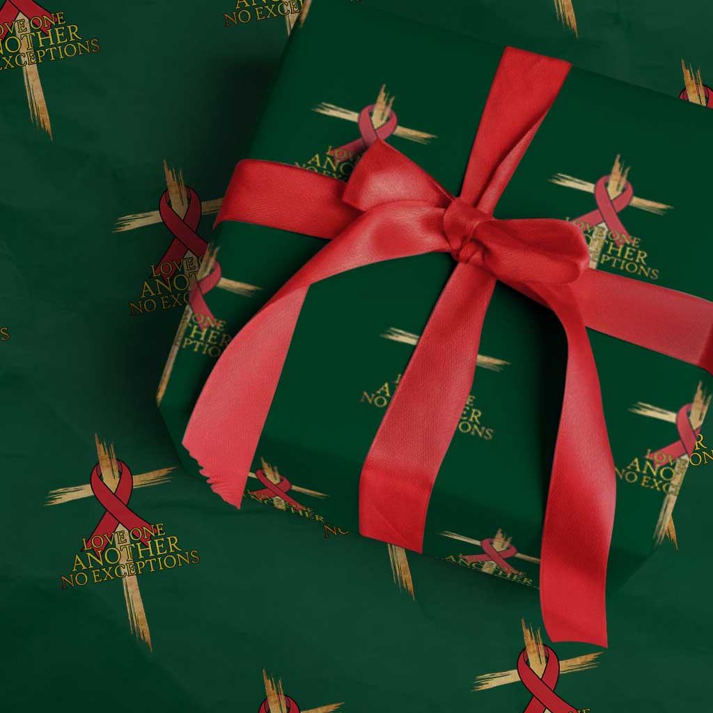 Red Ribbon Christian Wrapping Paper Roll Cross Bible Verse - Wonder Print Shop