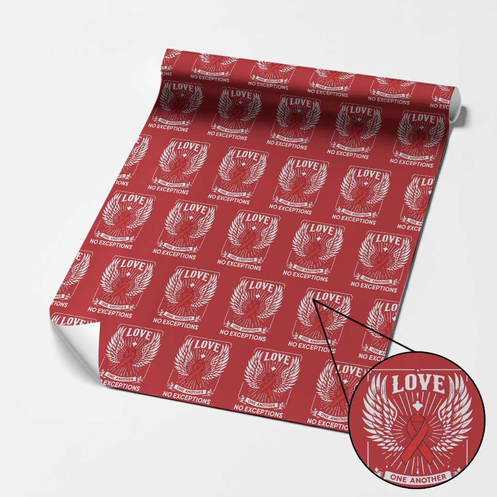 Red Ribbon Christian Wrapping Paper Roll Cross Minimal Faith HIV Awareness Religious - Wonder Print Shop