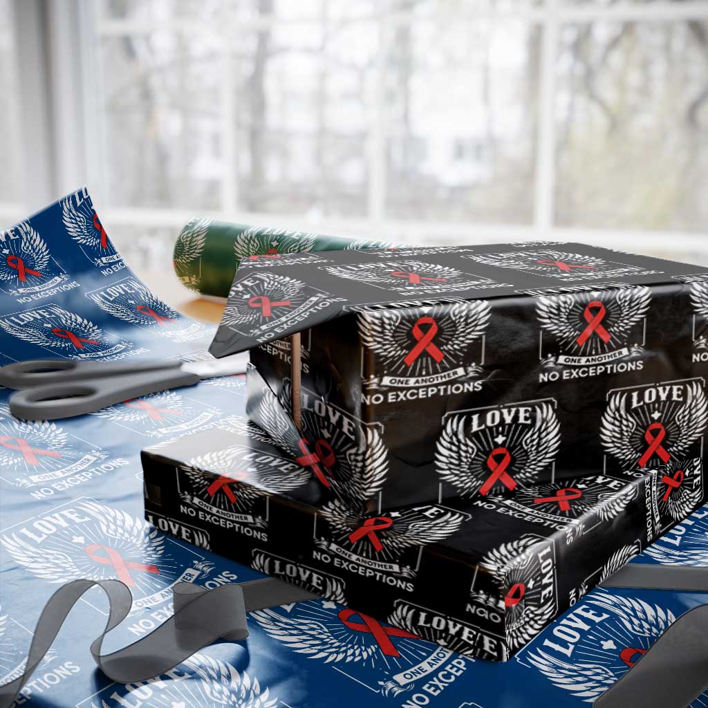 Red Ribbon Christian Wrapping Paper Roll Cross Minimal Faith HIV Awareness Religious - Wonder Print Shop