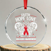 Red Ribbon Faith Hope Love Crystal Glass Ornament World AIDS Day Gift - Wonder Print Shop