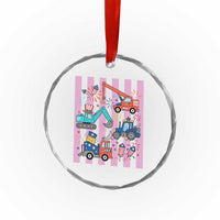 Red White And Blue Construction Crew Crystal Glass Ornament Patriotic Kids 4th Of July