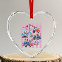 Red White And Blue Construction Crew Heart Crystal Glass Ornament Patriotic Kids 4th Of July
